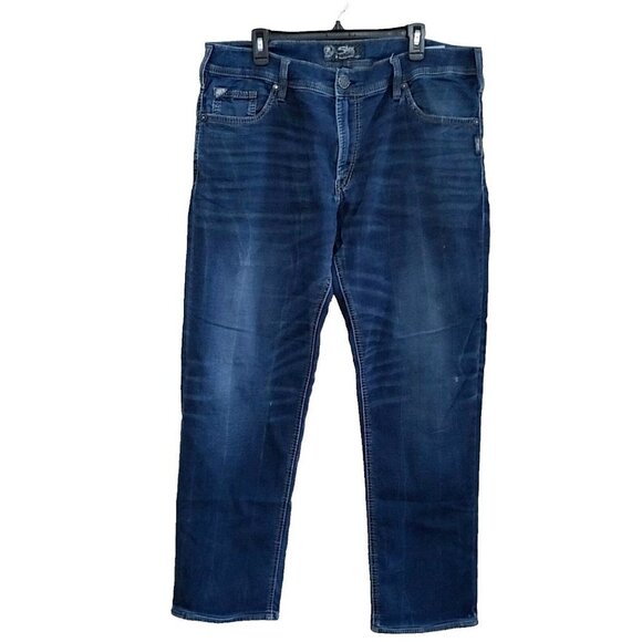 Silver Jeans Eddie Mens Size 40/32 Straight Leg  Cotton Blend Denim Blue Jeans - Picture 1 of 5